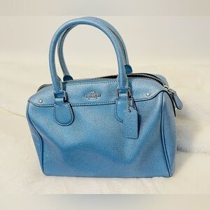 Coach Mini Bennett Satchel in metallic blue leather